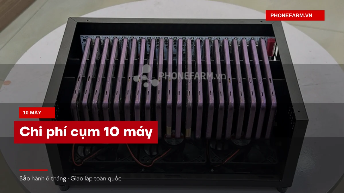 Ảnh bìa chi phí cụm 10 máy box phone farm